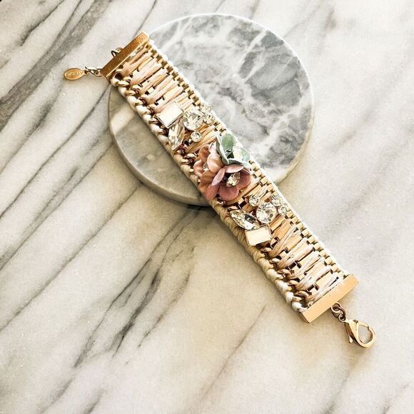 Aldo Flower Bracelet Pink Multicolor Woven Wrap Boho Summer Barbiecore - Picture 1 of 3